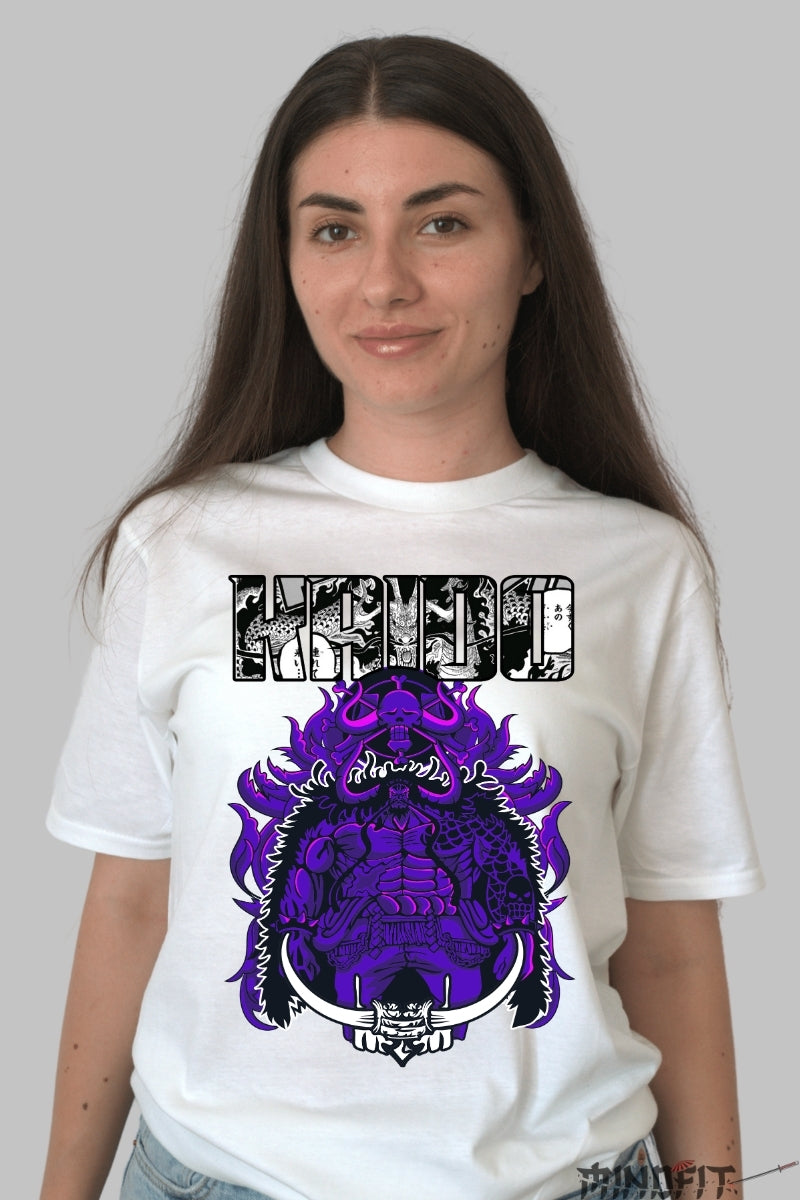 Tricou Anime One Piece - Kaido Dragon Imperial dama alb