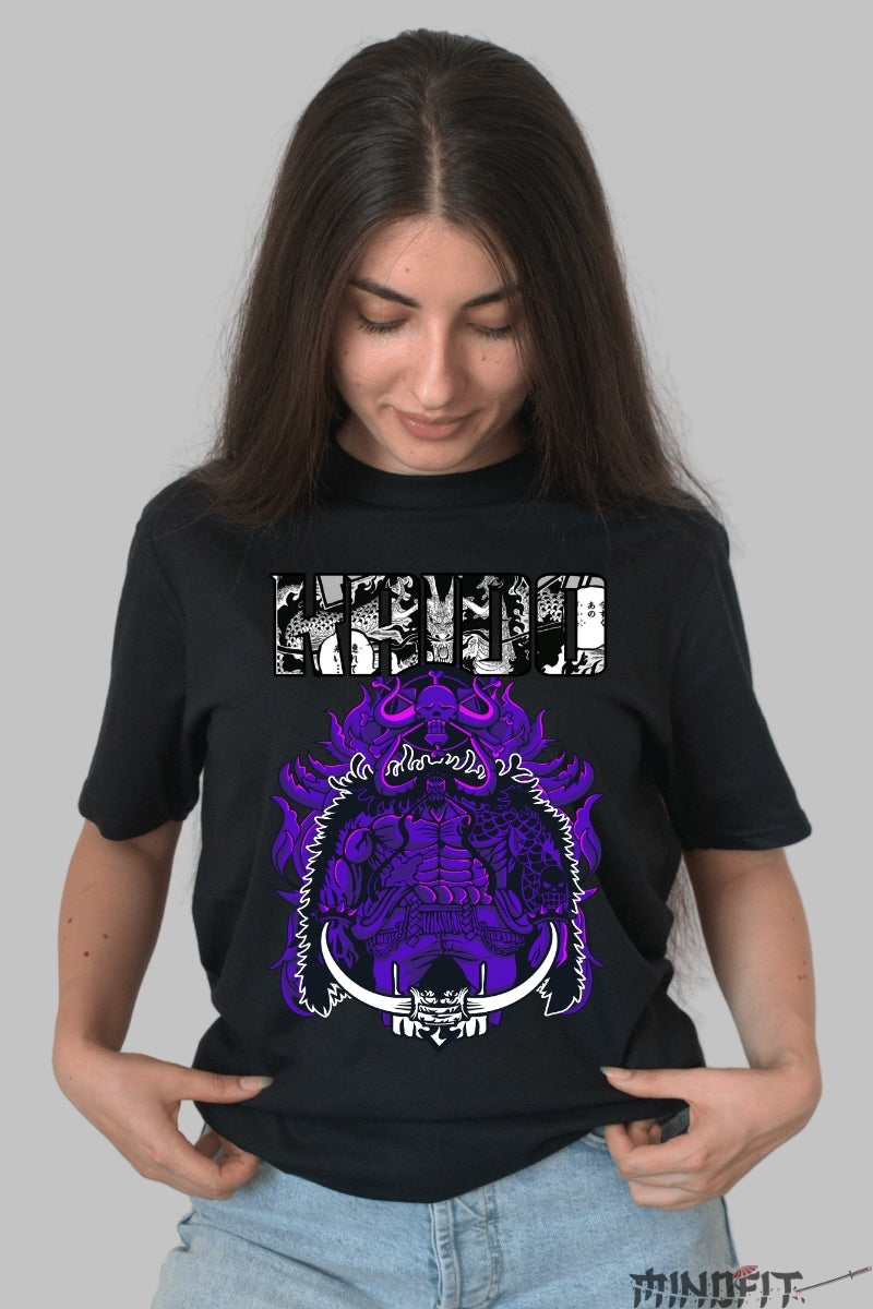 Tricou Anime One Piece - Kaido Dragon Imperial dama negru