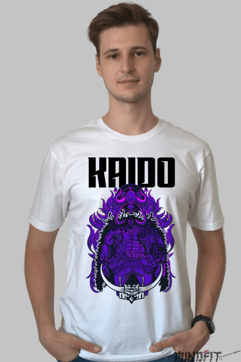 Tricou Anime One Piece - Kaido The Beast Emperor barbat alb