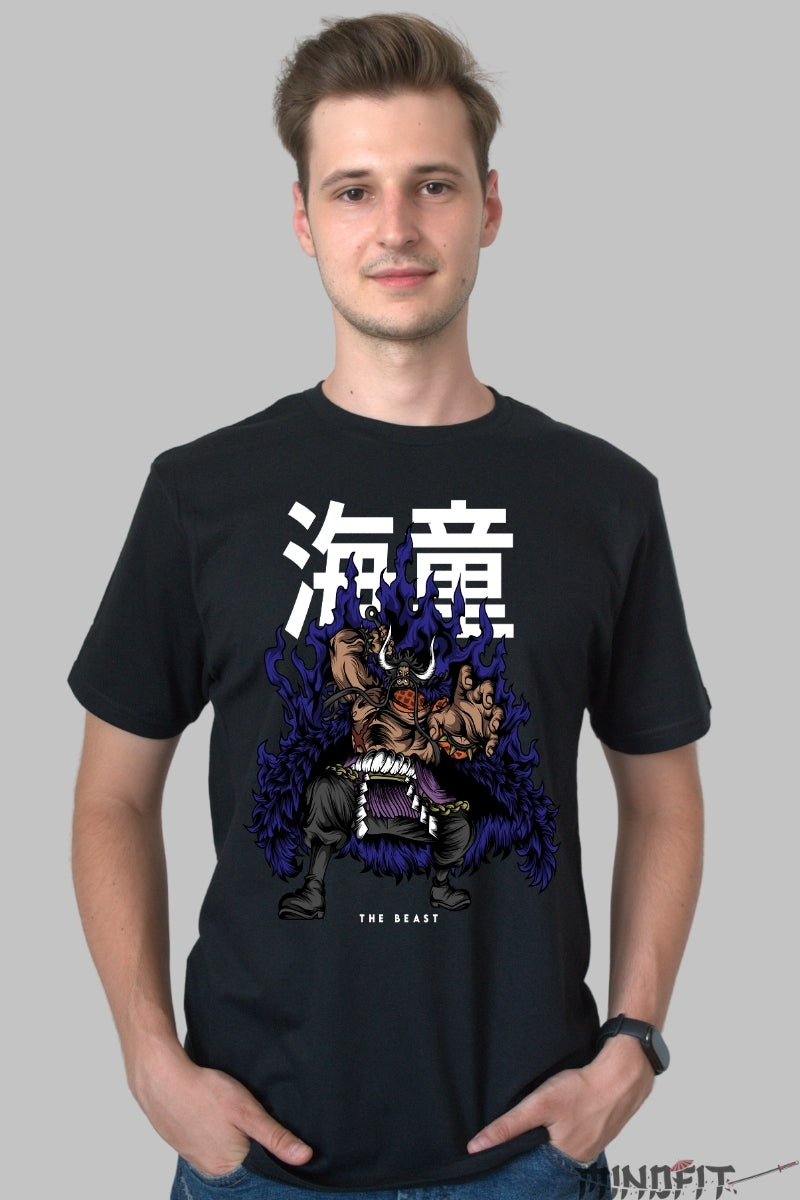 Tricou Anime One Piece - Kaido The Beast in Flacari Intunecate barbat negru