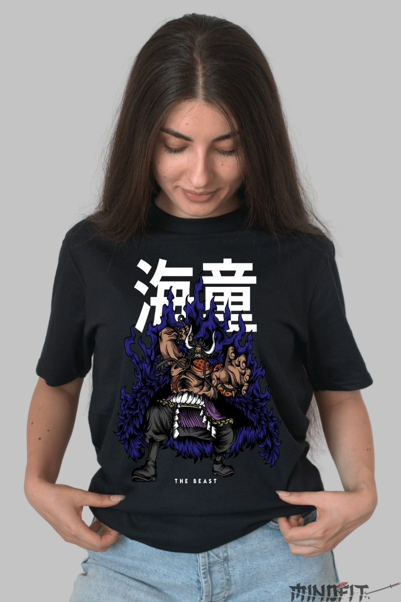 Tricou Anime One Piece - Kaido The Beast in Flacari Intunecate dama negru