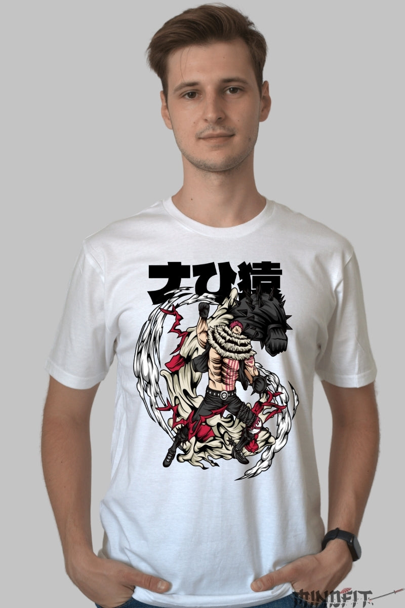 Tricou Anime One Piece - Katakuri vs Luffy Haoshoku Clash barbat alb