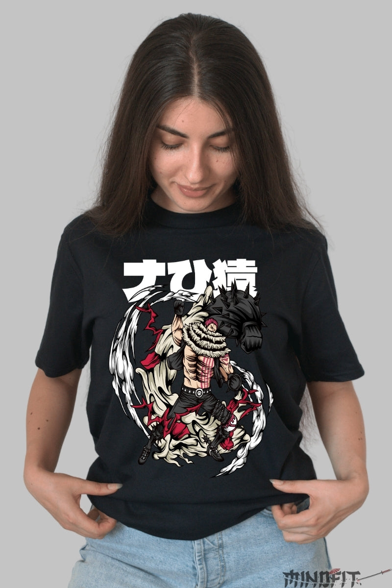 Tricou Anime One Piece - Katakuri vs Luffy Haoshoku Clash dama negru