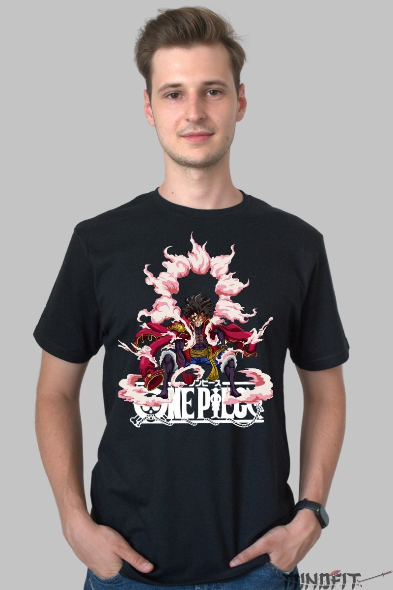 Tricou Anime One Piece - Luffy Gear 4 Conqueror's Haki barbat negru