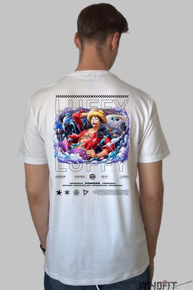 Tricou Anime One Piece - Luffy Gear 5 Aura Legendara barbat alb