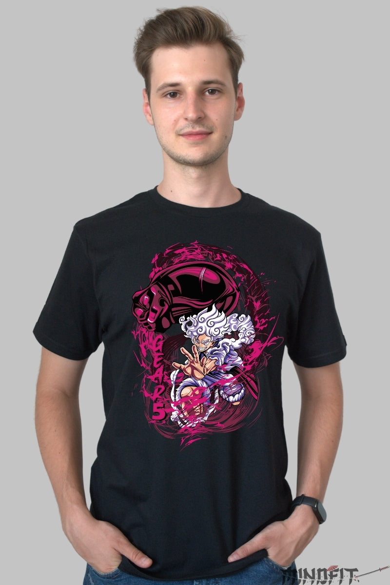 Tricou Anime One Piece - Luffy Gear 5 Awakened Power barbat negru