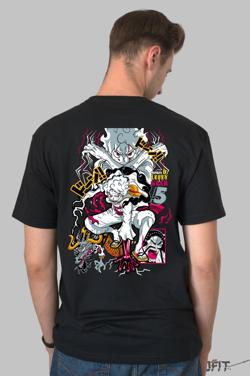 Tricou Anime One Piece - Luffy Gear 5 Awakening barbat negru