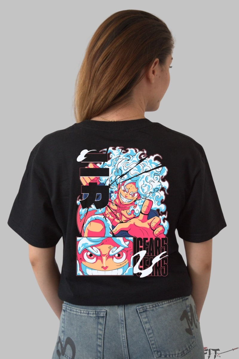 Tricou Anime One Piece - Luffy Gear 5 Awakening dama negru