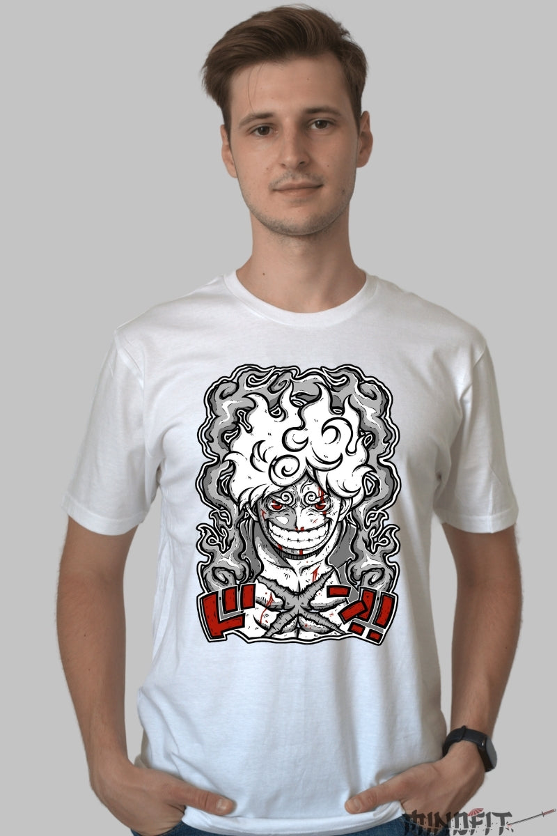 Tricou Anime One Piece - Luffy Gear 5 Legendar barbat alb
