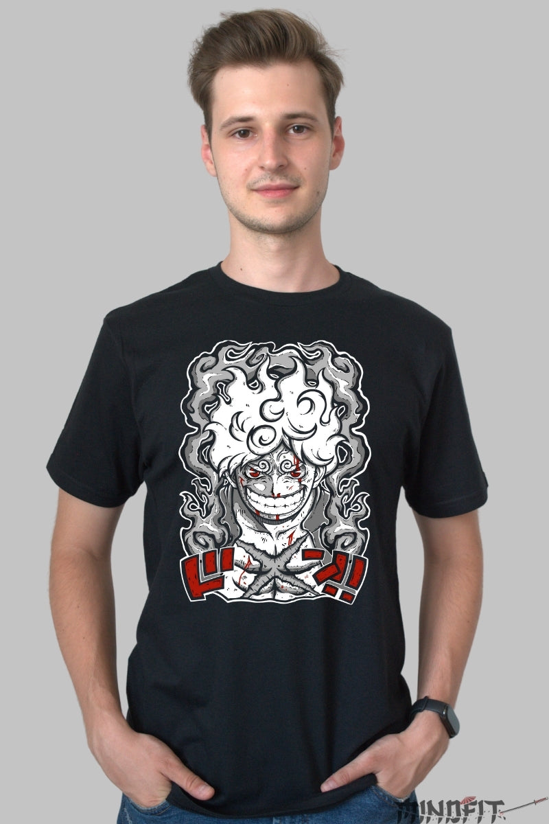 Tricou Anime One Piece - Luffy Gear 5 Legendar barbat negru
