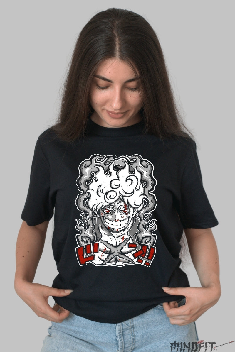 Tricou Anime One Piece - Luffy Gear 5 Legendar dama negru