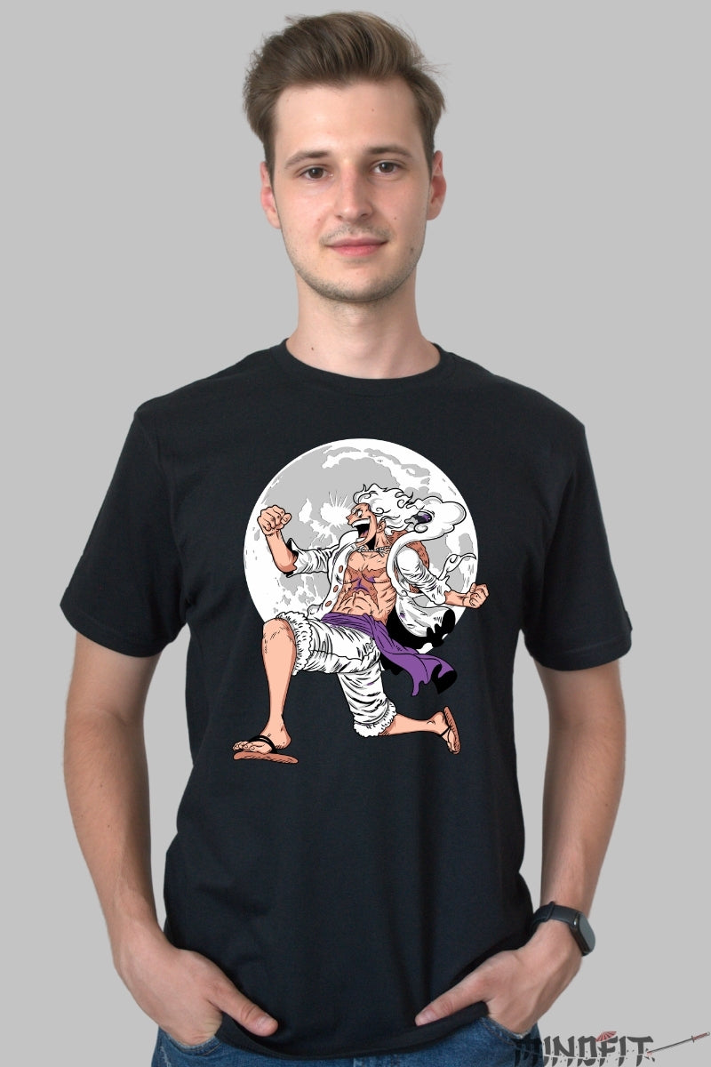 Tricou Anime One Piece - Luffy Gear 5 Moon Fury barbat negru