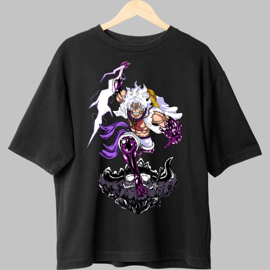 Tricou Anime One Piece - Luffy Gear 5 Thunder Strike fata
