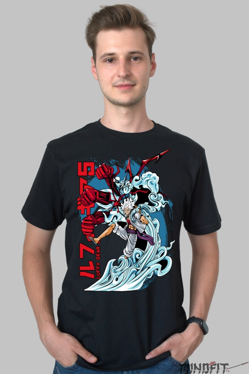 Tricou Anime One Piece - Luffy Gear Fifth Awakened barbat negru