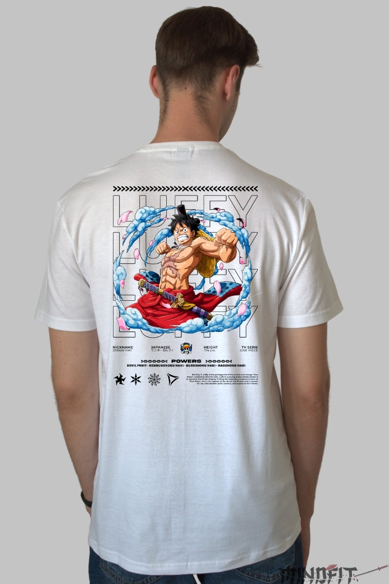 Tricou Anime One Piece - Luffy Gear Fifth Haki Surge barbat alb