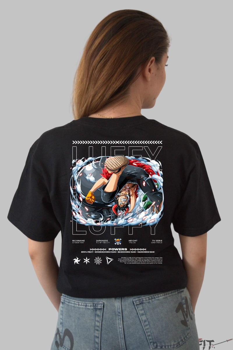 Tricou Anime One Piece - Luffy Gear Fifth Impact dama negru