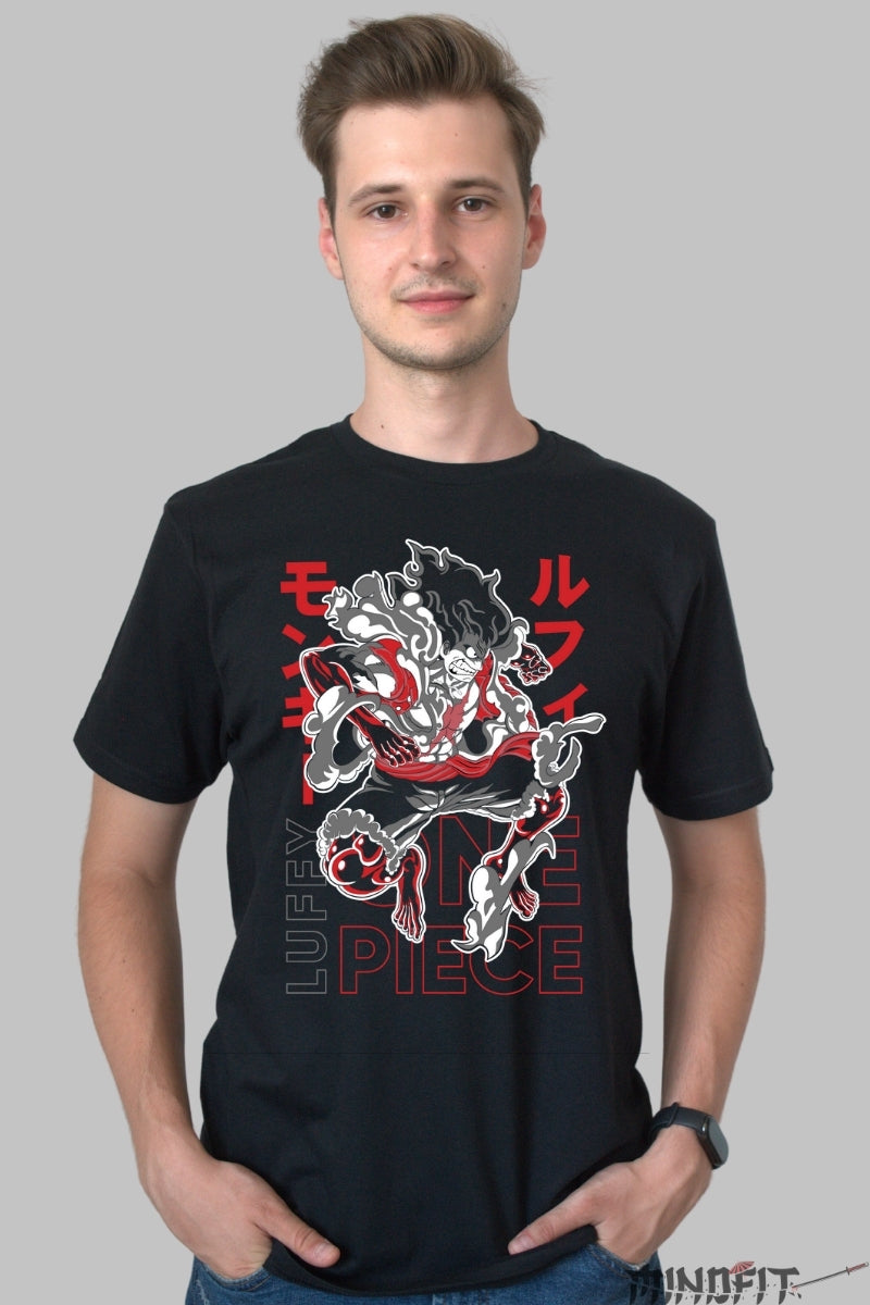 Tricou Anime One Piece - Luffy Gear Fifth Power barbat negru