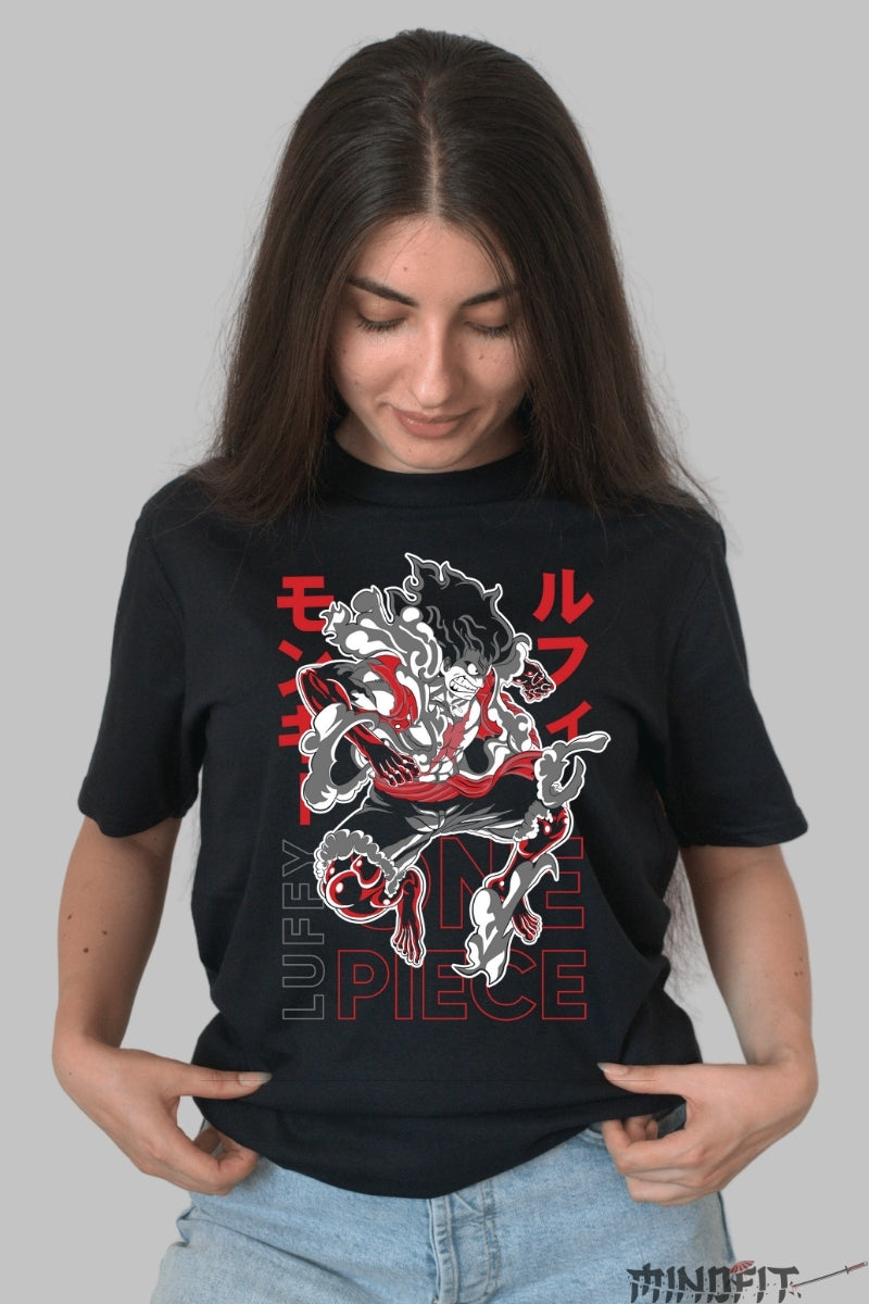 Tricou Anime One Piece - Luffy Gear Fifth Power dama negru