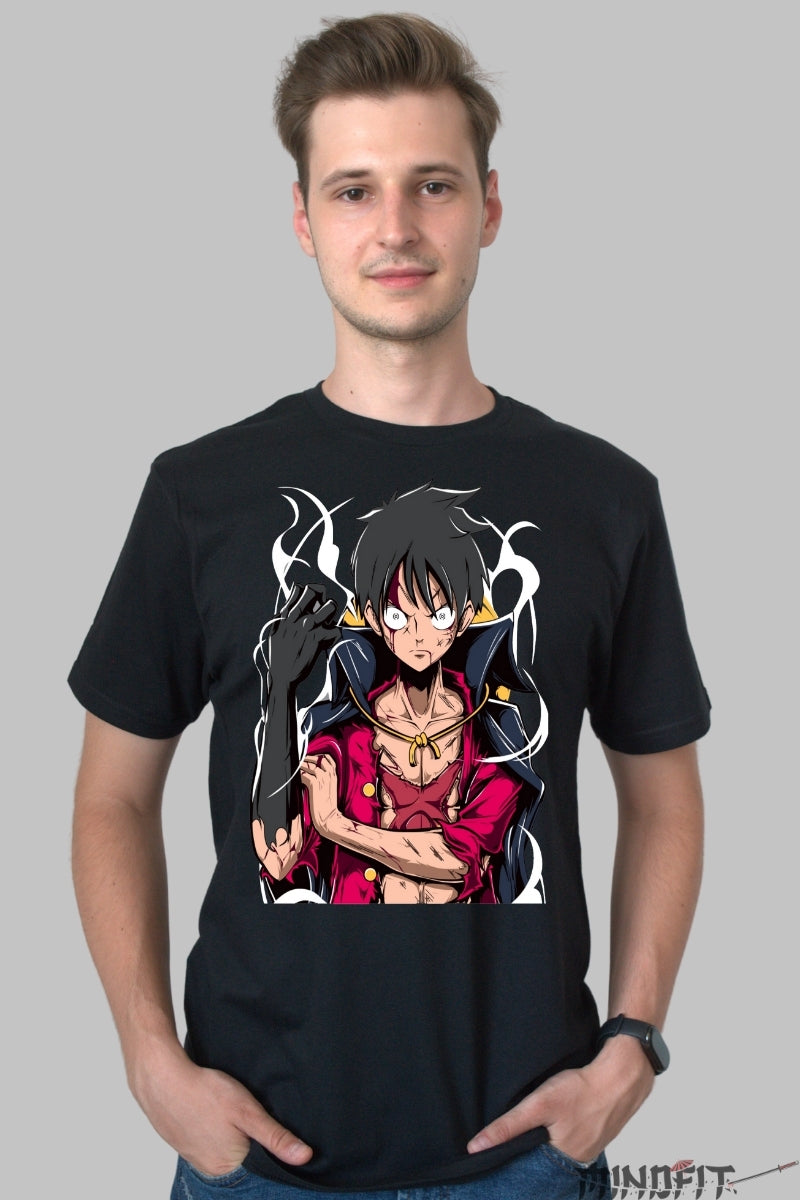 Tricou Anime One Piece - Luffy Gear Fourth Awakening barbat negru