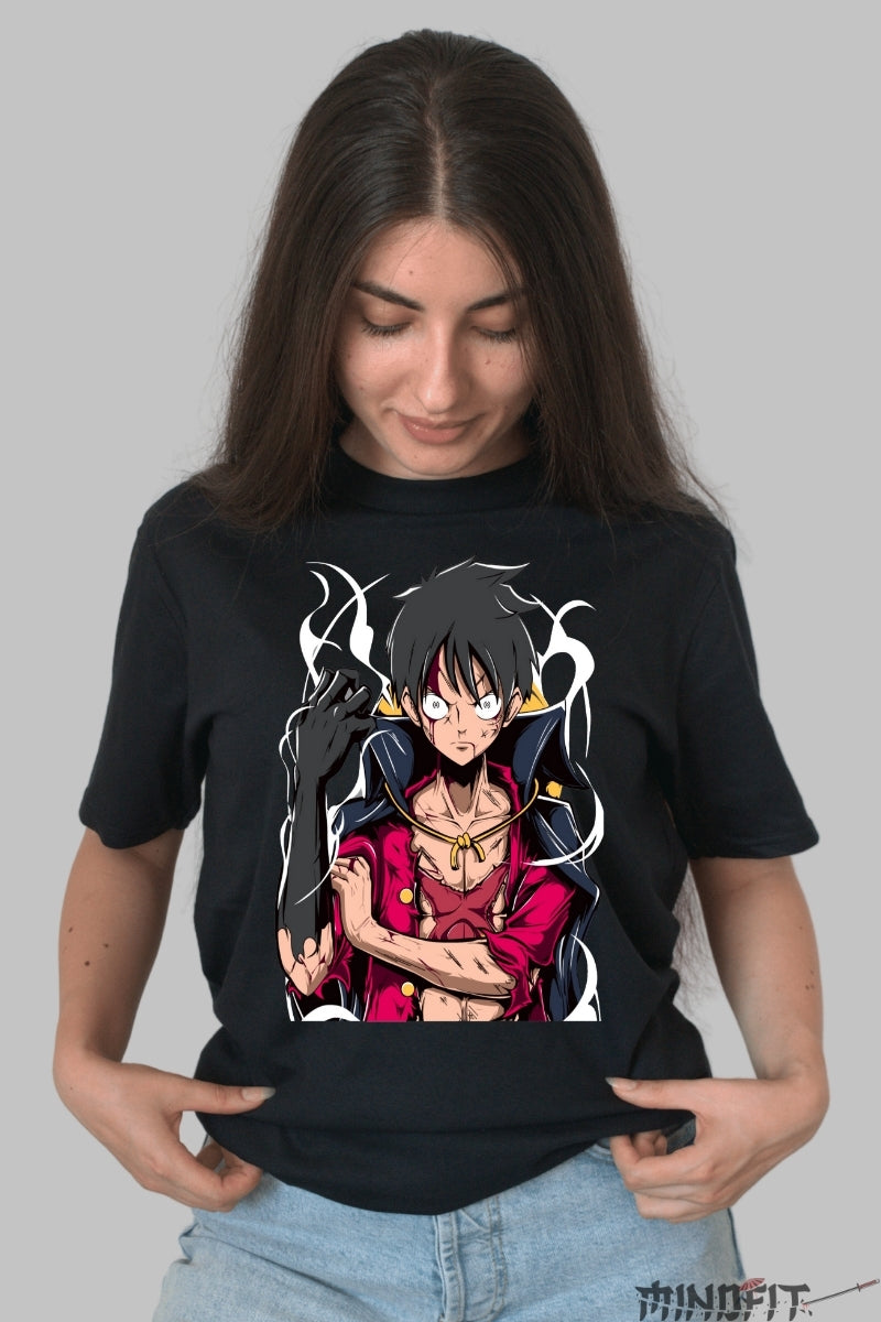 Tricou Anime One Piece - Luffy Gear Fourth Awakening dama negru