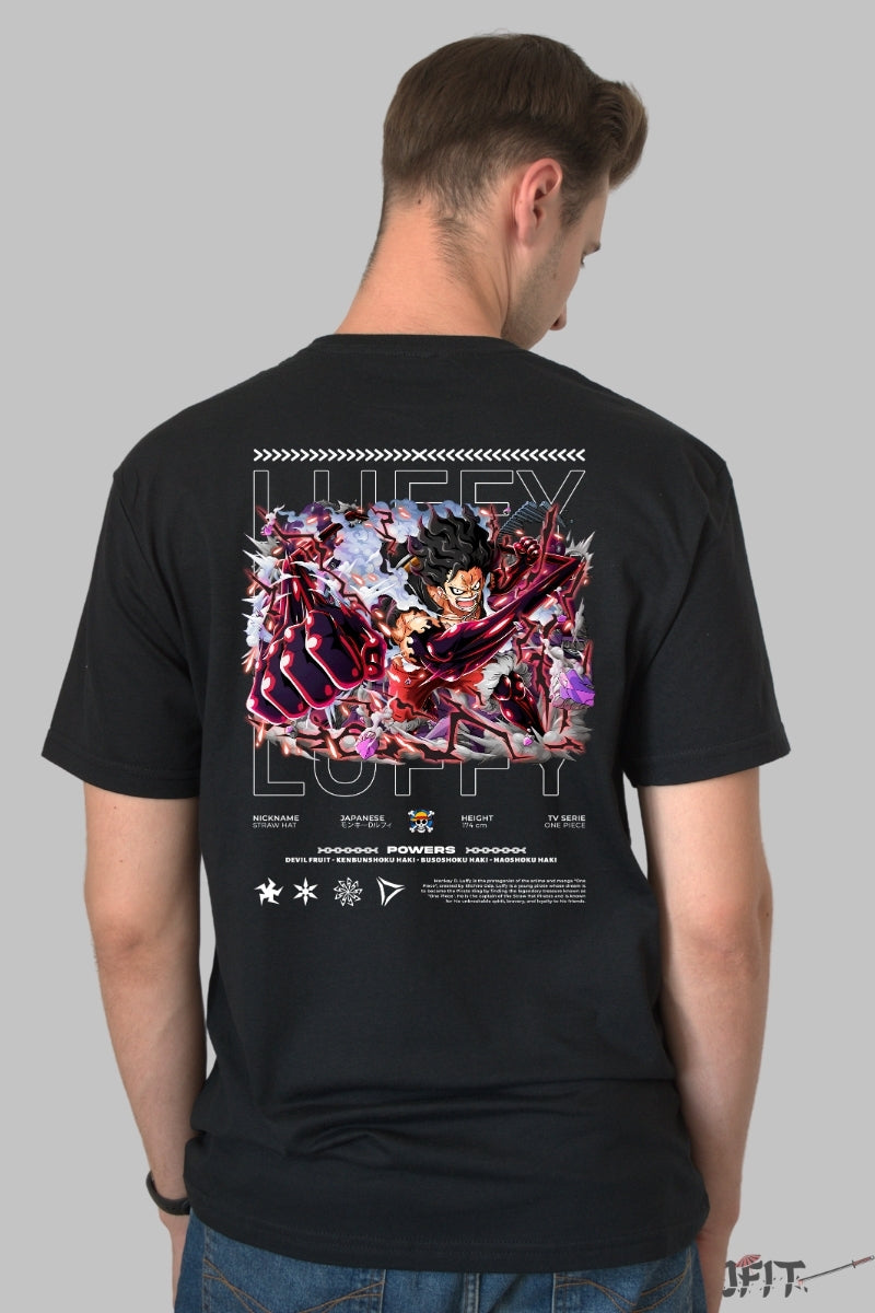 Tricou Anime One Piece - Luffy Gear Fourth Boundless Fury barbat negru