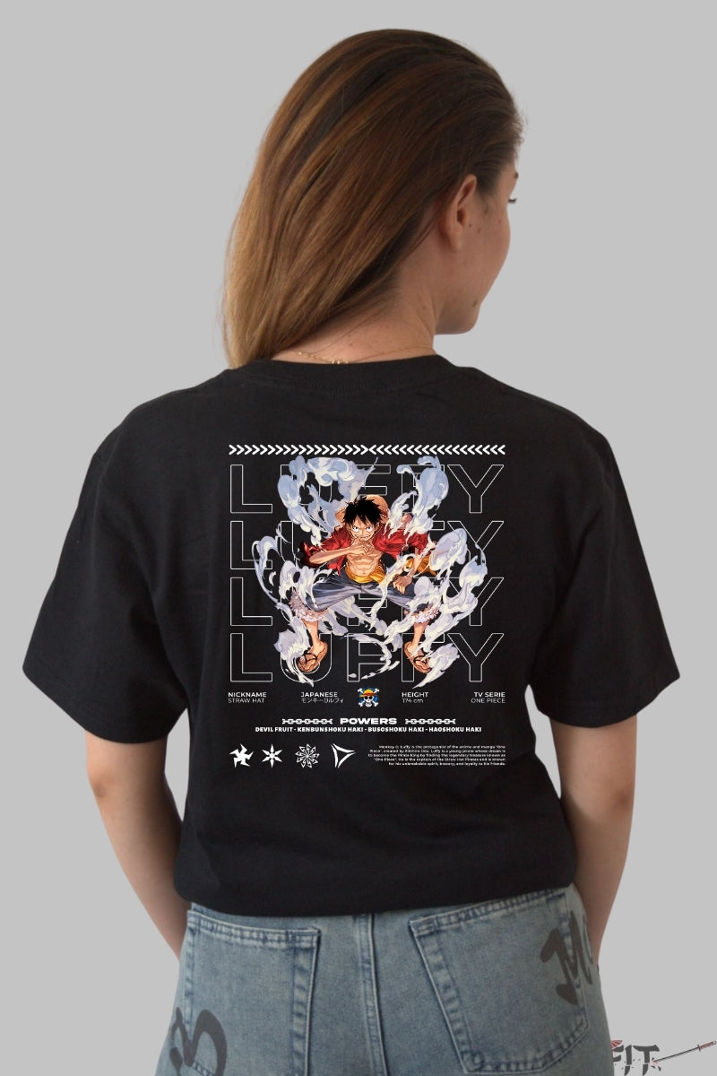 Tricou Anime One Piece - Luffy Gear Fourth Emission dama negru
