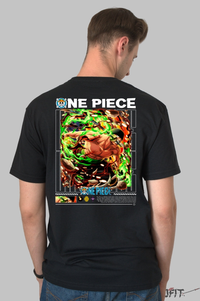 Tricou Anime One Piece - Roronoa Zoro Rage Mode barbat negru