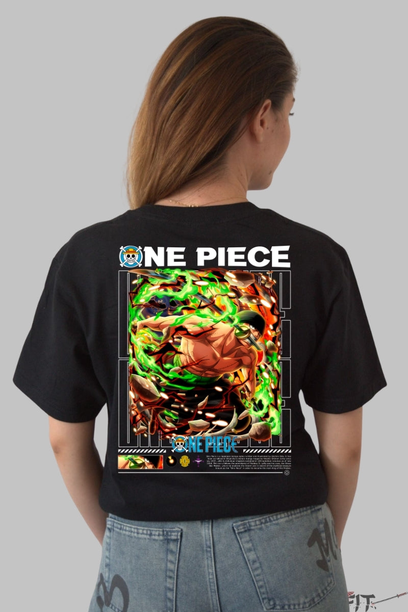 Tricou Anime One Piece - Roronoa Zoro Rage Mode dama negru