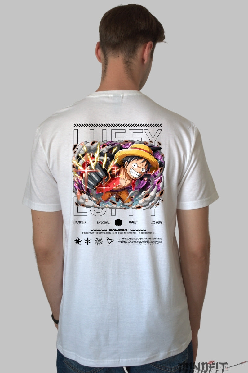 Tricou Anime One Piece - Luffy Gear Power Exploziv barbat alb