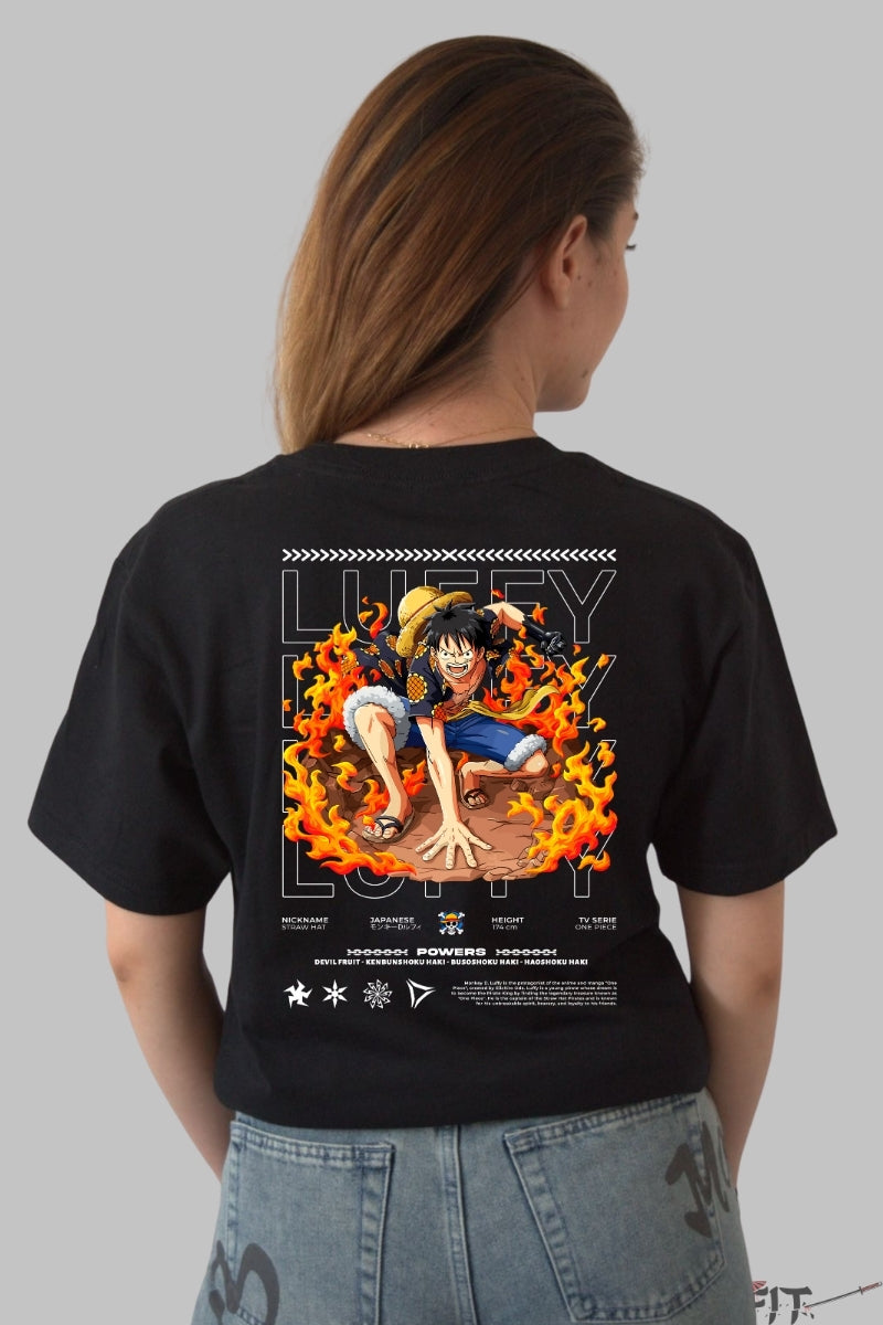 Tricou Anime One Piece - Luffy Gear Second Inferno dama negru