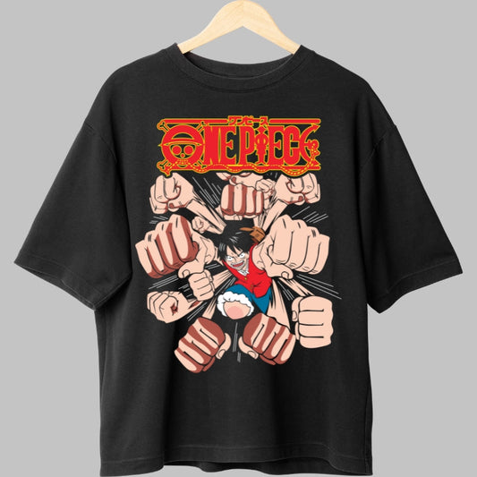 Tricou Anime One Piece - Luffy Gomu Gomu no Gatling fata