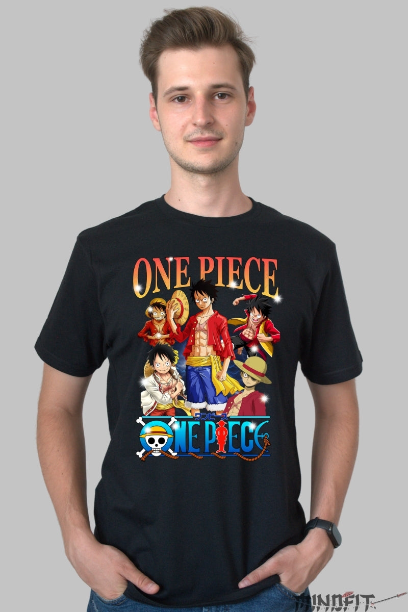 Tricou Anime One Piece - Luffy Legenda Marelui Pirat barbat negru