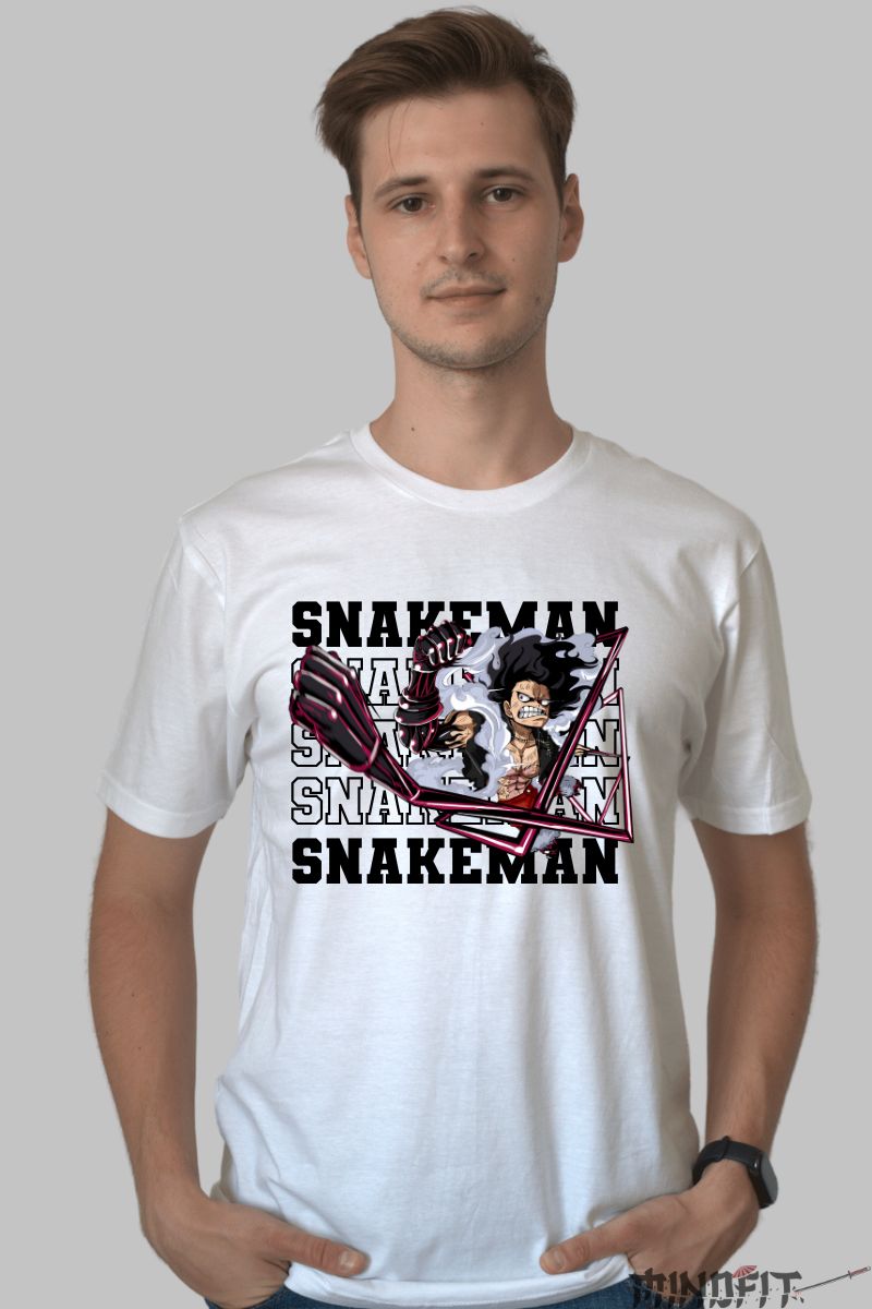 Tricou Anime One Piece Luffy Snakeman Epic barbat alb