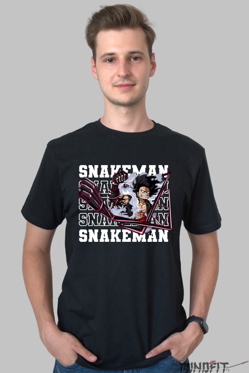 Tricou Anime One Piece Luffy Snakeman Epic barbat negru