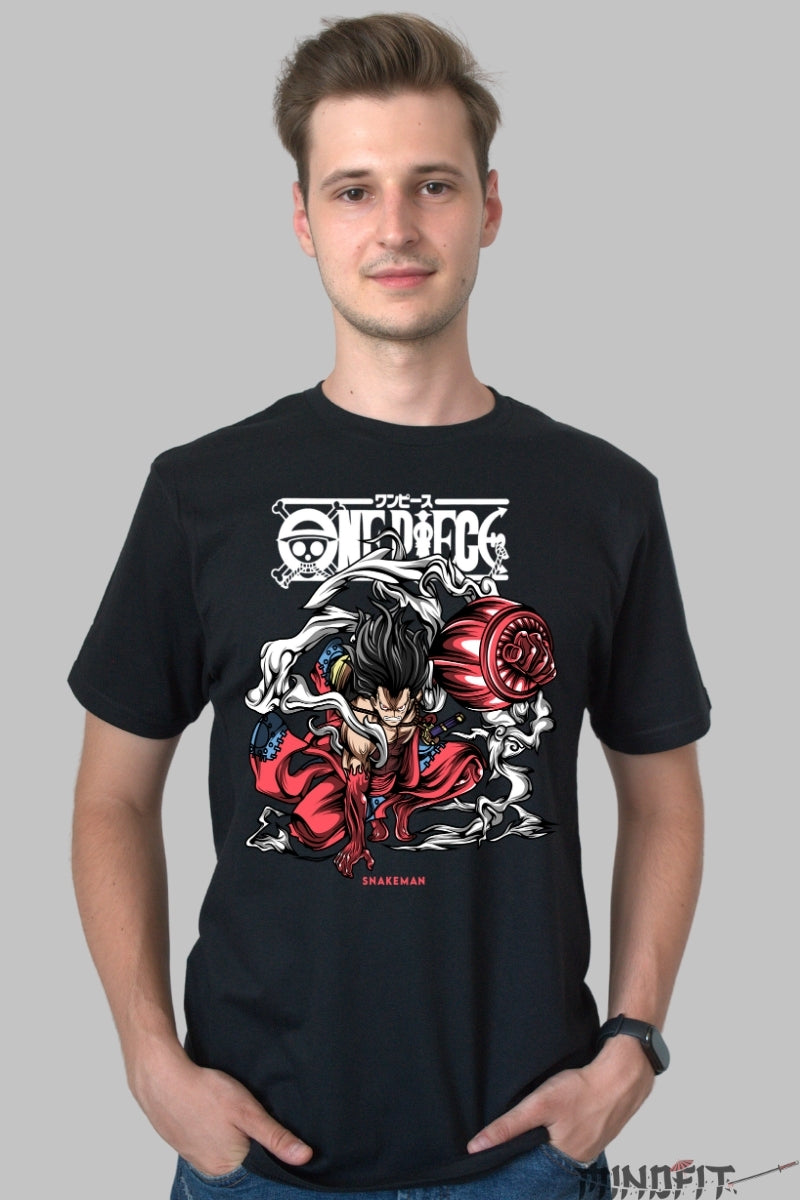 Tricou Anime One Piece - Luffy Snakeman Gear Fourth barbat negru