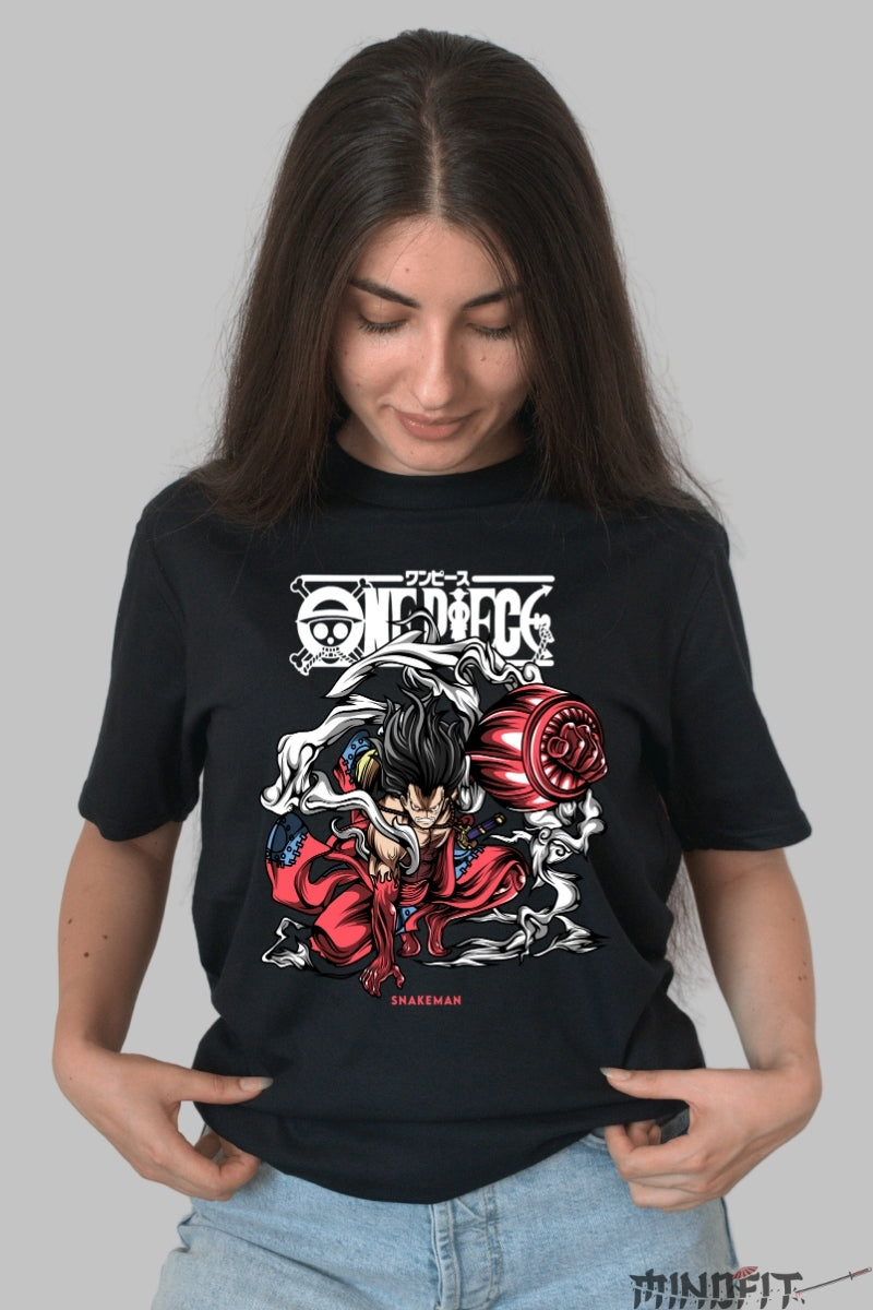 Tricou Anime One Piece - Luffy Snakeman Gear Fourth dama negru