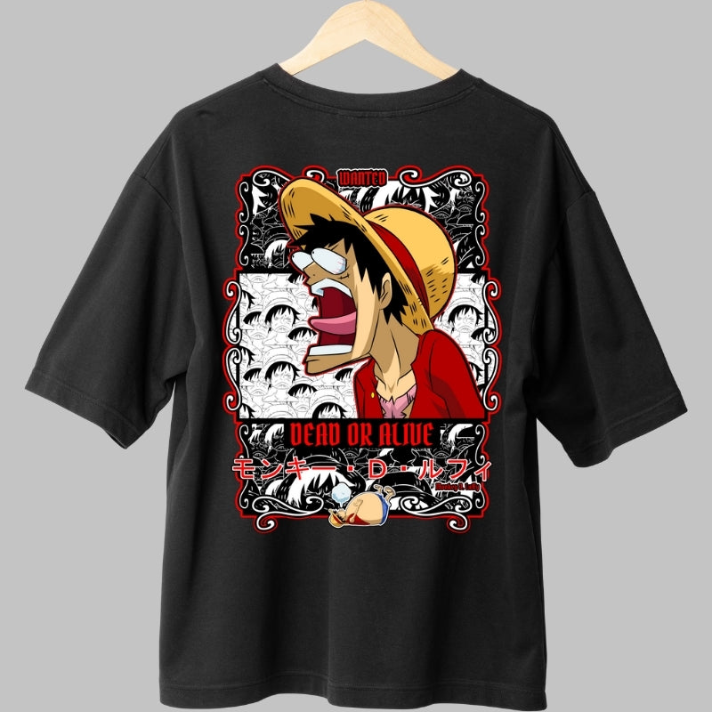 Tricou Anime One Piece - Luffy Wanted Dead or Alive spate