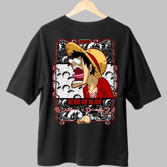 Tricou Anime One Piece - Luffy Wanted Dead or Alive spate