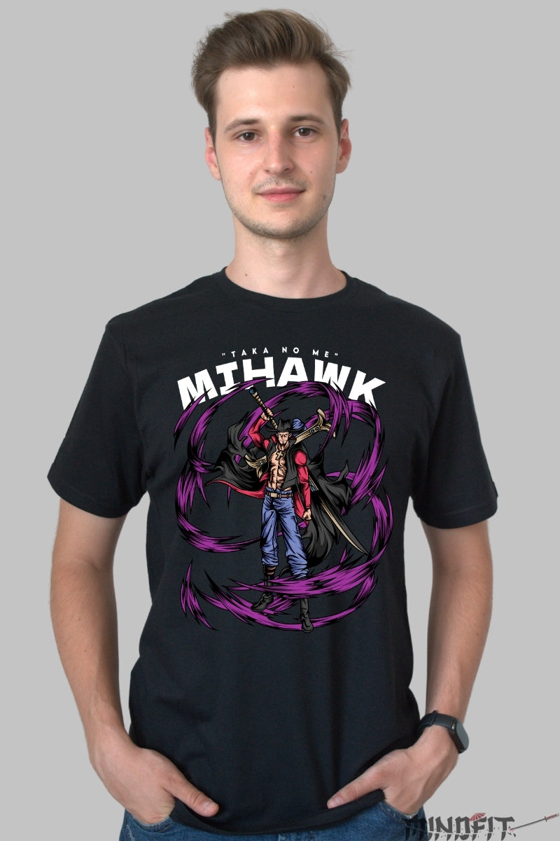 Tricou Anime One Piece - Mihawk Taka no Me barbat negru