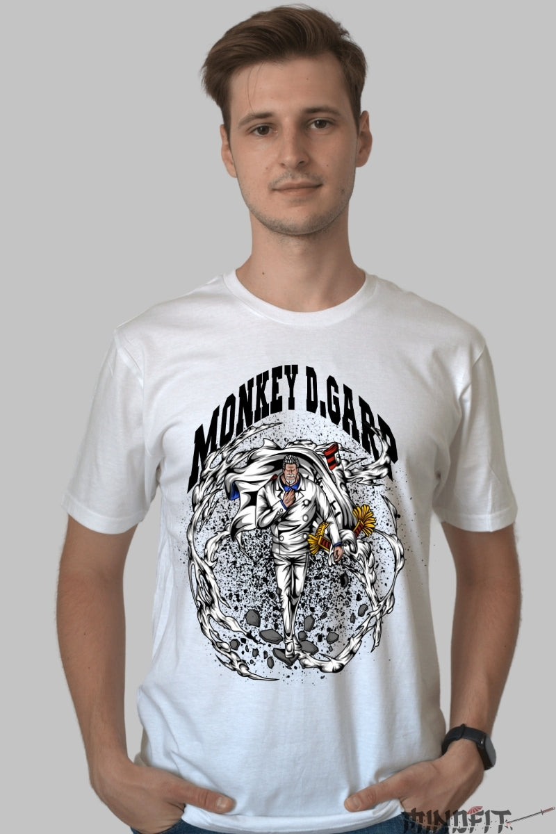 Tricou Anime One Piece - Monkey D. Garp Navy Legend barbat alb