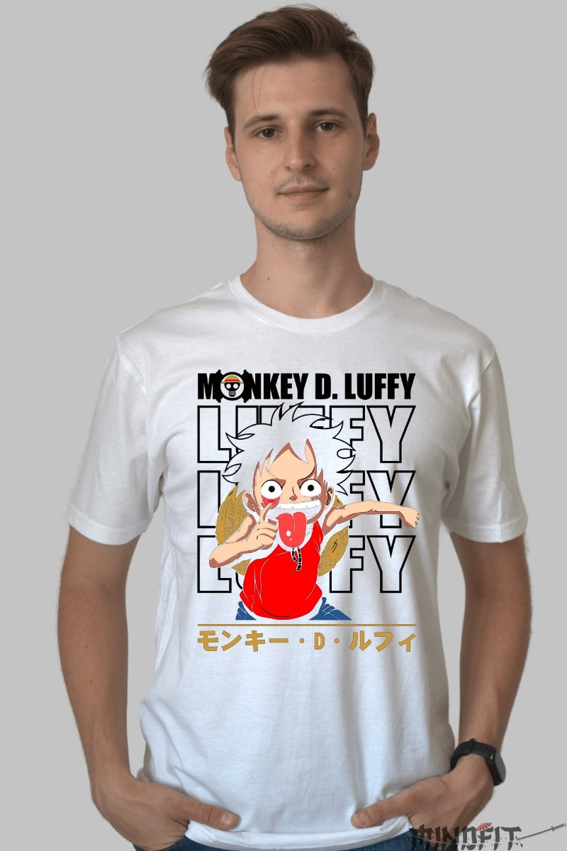Tricou Anime One Piece - Monkey D. Luffy Expressive Mode barbat alb