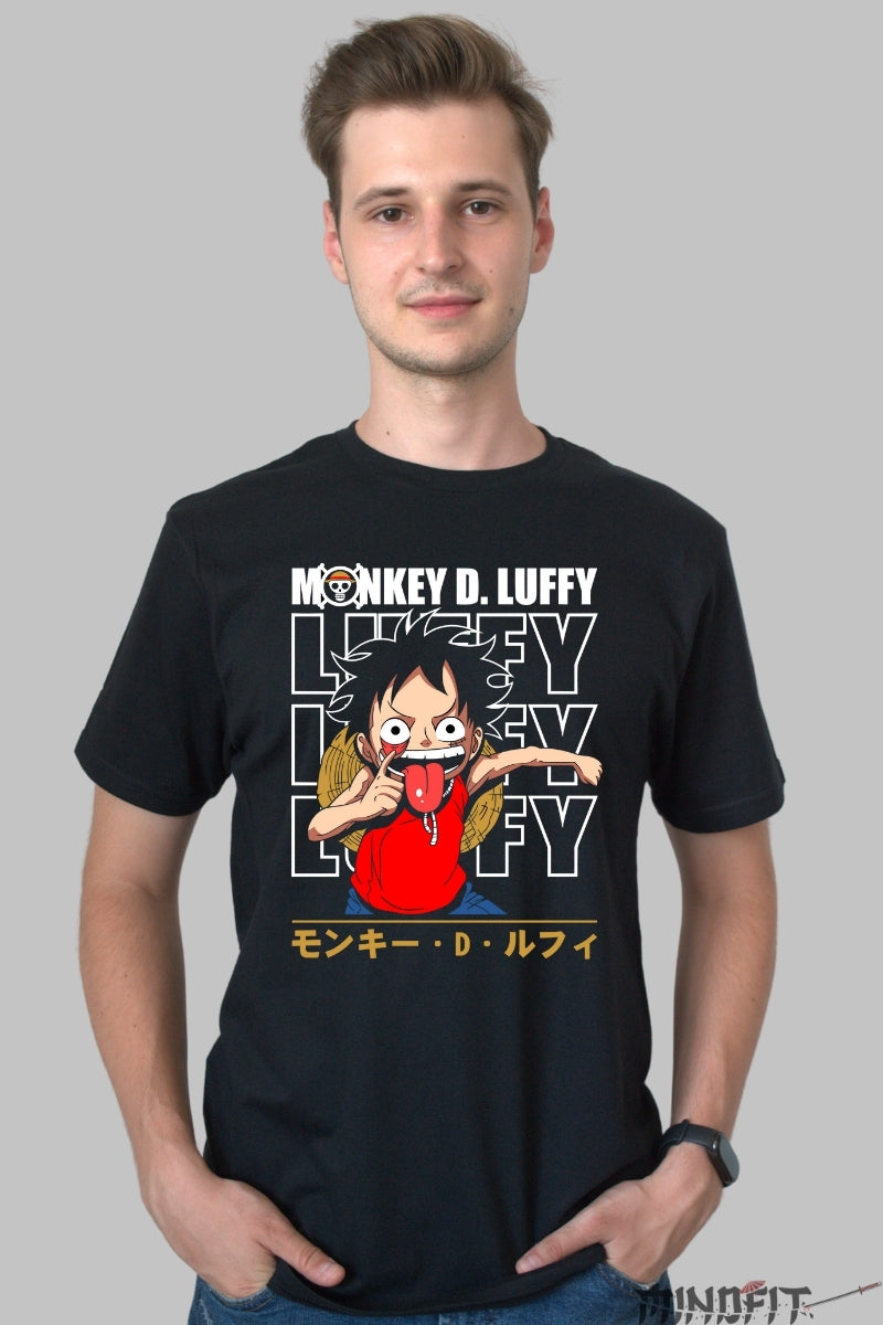 Tricou Anime One Piece - Monkey D. Luffy Expressive Mode barbat negru