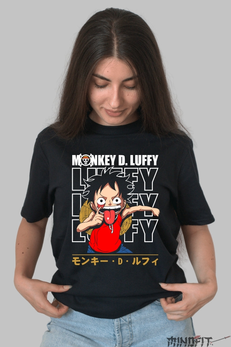 Tricou Anime One Piece - Monkey D. Luffy Expressive Mode dama negru