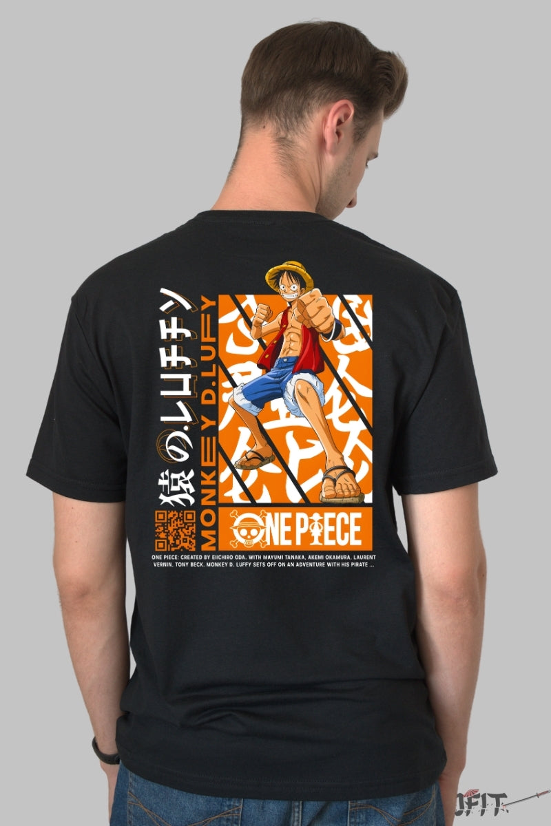 Tricou Anime One Piece - Monkey D. Luffy Gearing Up barbat negru