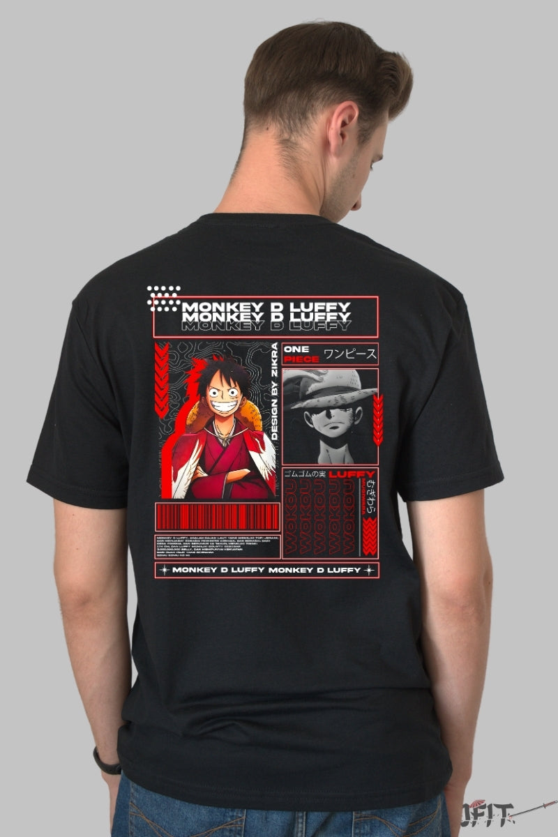 Tricou Anime One Piece - Monkey D. Luffy King of Pirates barbat negru