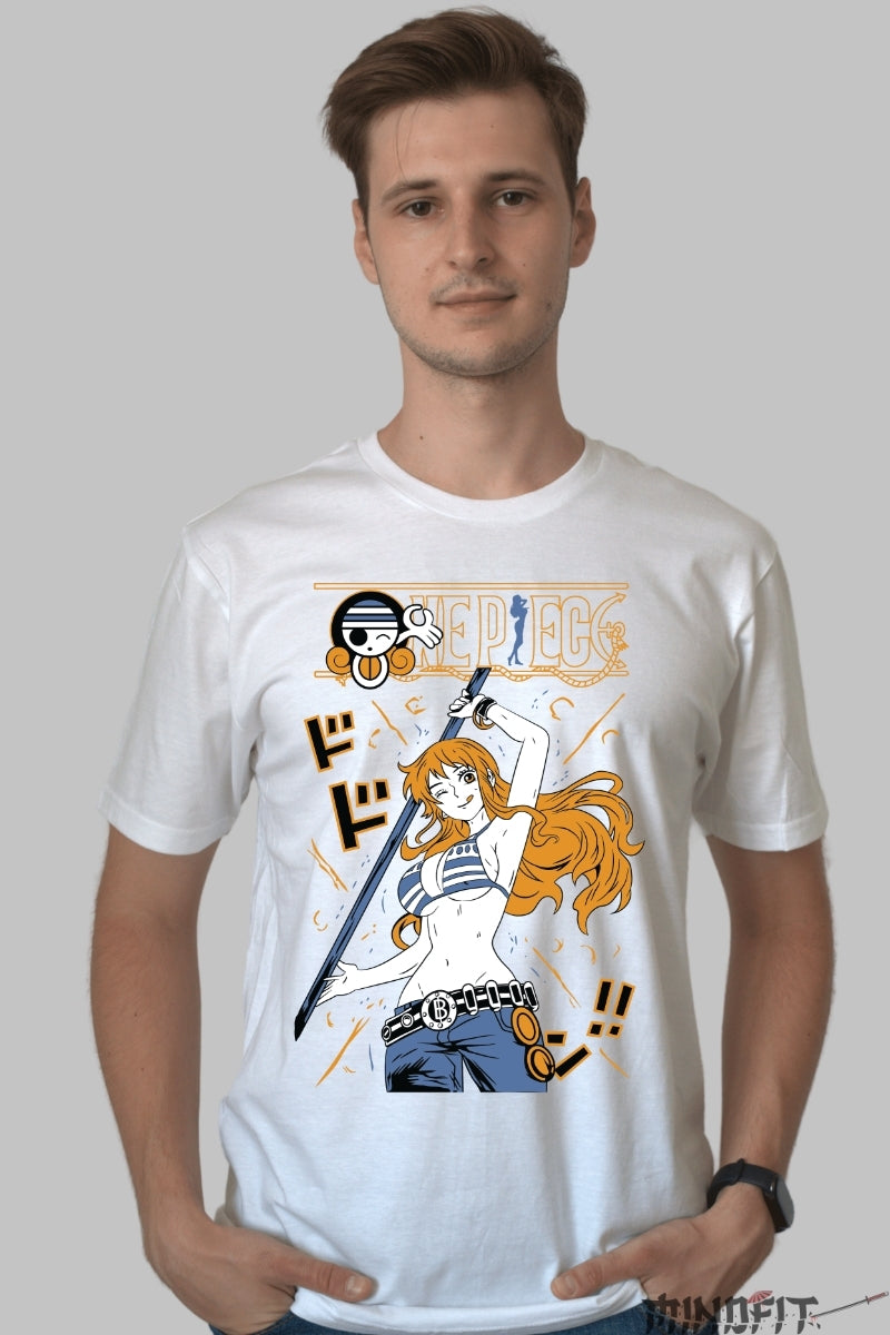 Tricou Anime One Piece - Nami Clima-Tact Style barbat alb