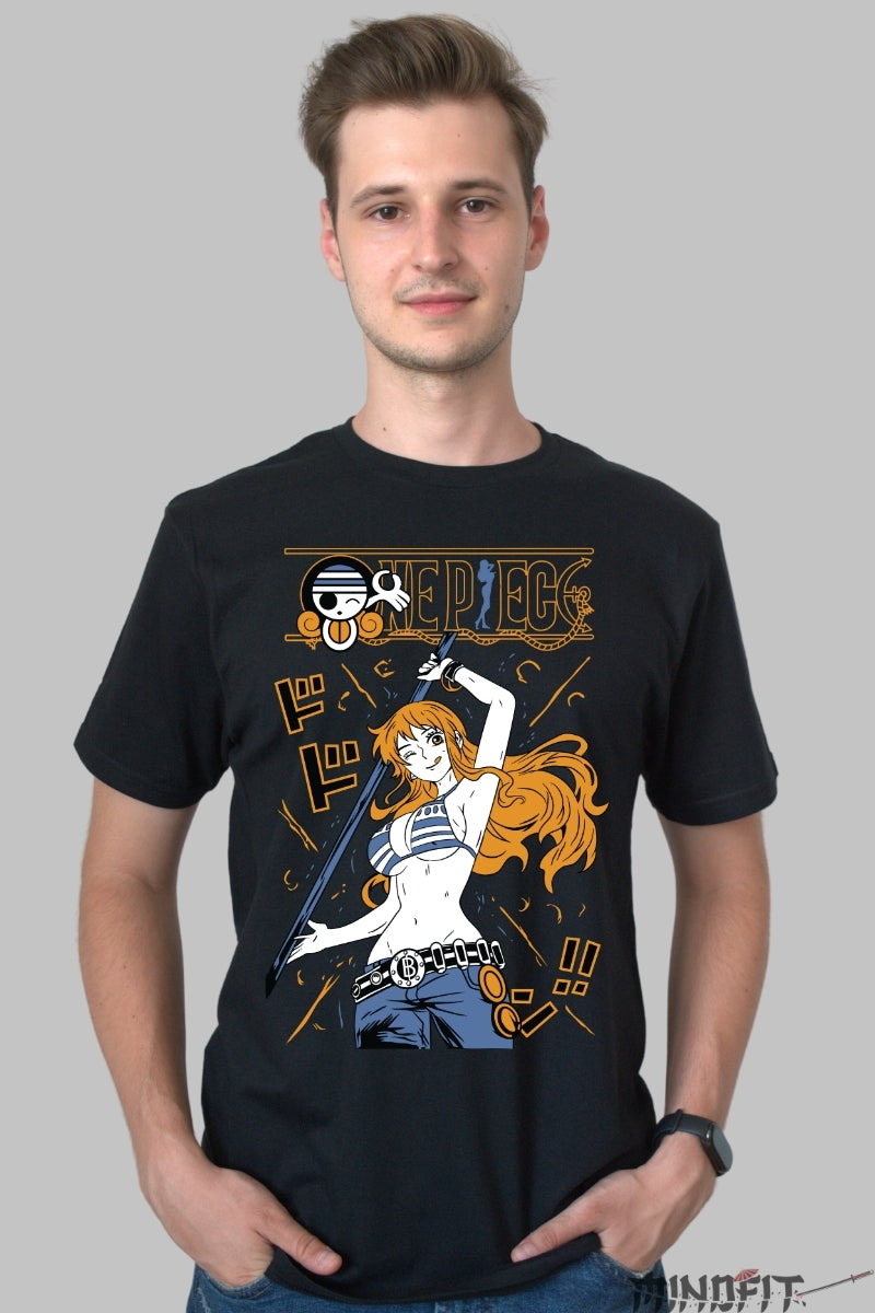 Tricou Anime One Piece - Nami Clima-Tact Style barbat negru