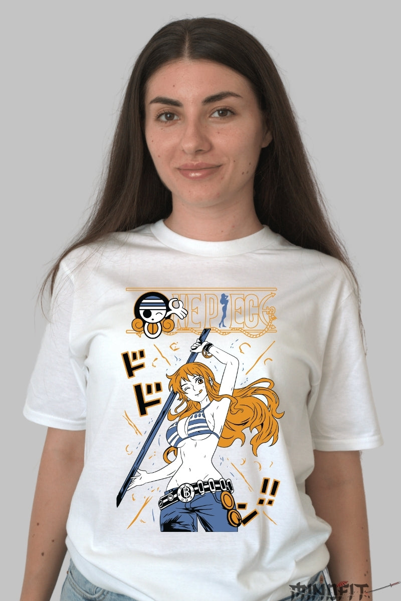 Tricou Anime One Piece - Nami Clima-Tact Style dama alb