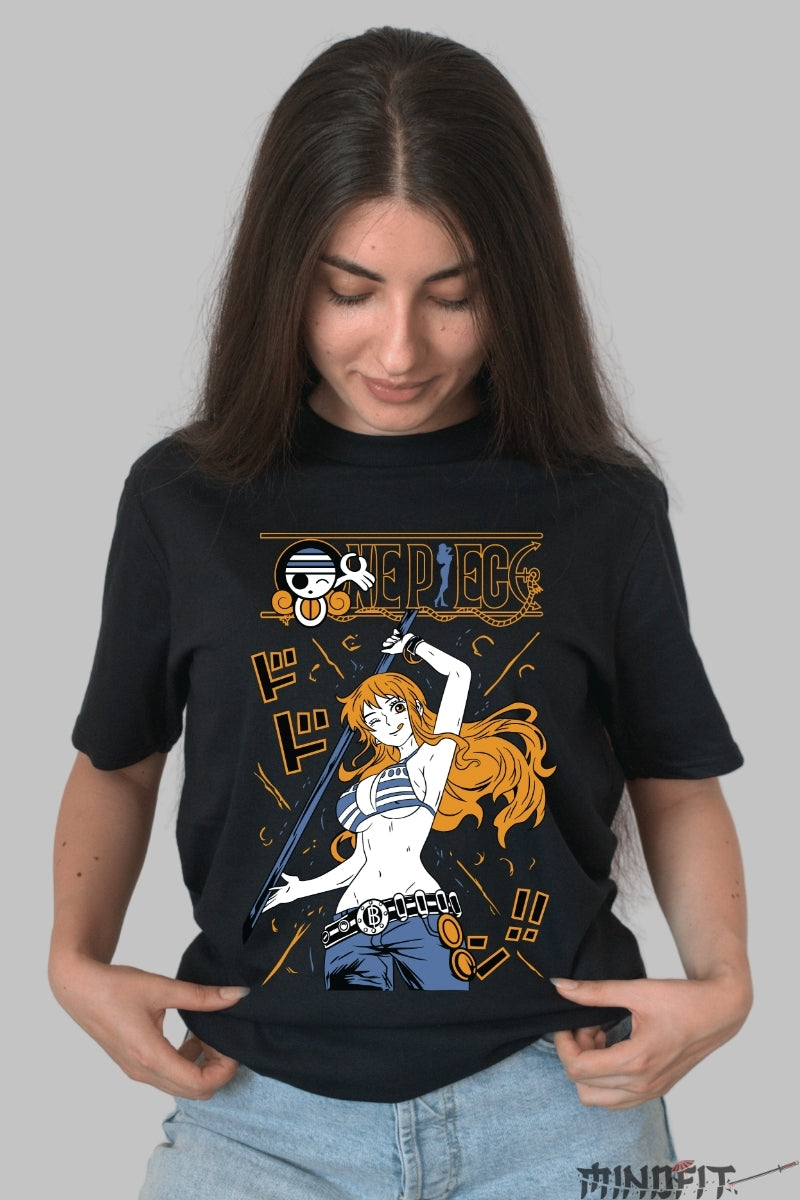 Tricou Anime One Piece - Nami Clima-Tact Style dama negru