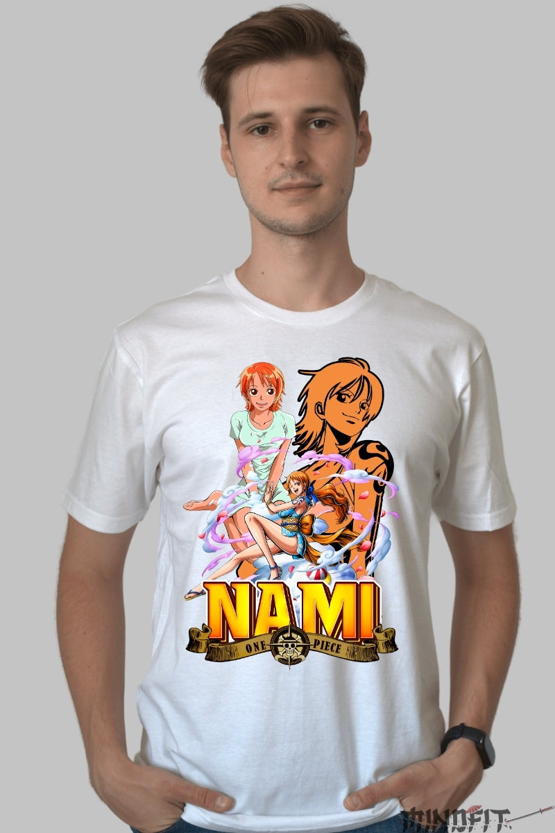 Tricou Anime One Piece - Nami Navigatorul Vremurilor barbat alb